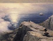 Ivan Aivazovsky A Rocky Coastal Landscape in the Aegean with Ships in the Distance USA oil painting artist